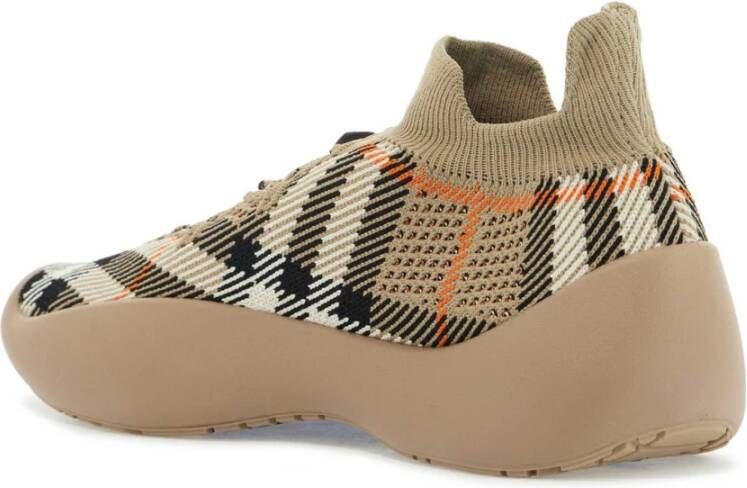 Burberry Geruite Gebreide Neptune Sneakers Beige Dames