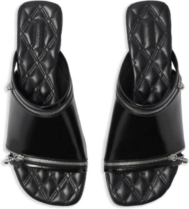 Burberry Gestikte Leren Sandalen Black Dames