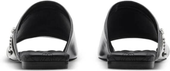 Burberry Gestikte Leren Sandalen Black Dames