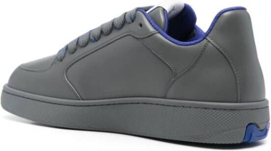 Burberry Grijze Leren Sneakers met Blauw Interieur Gray Heren