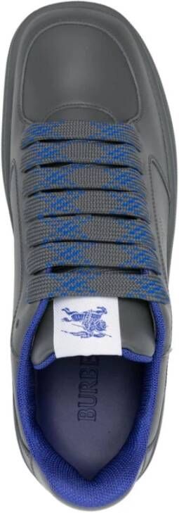 Burberry Grijze Leren Sneakers met Blauw Interieur Gray Heren