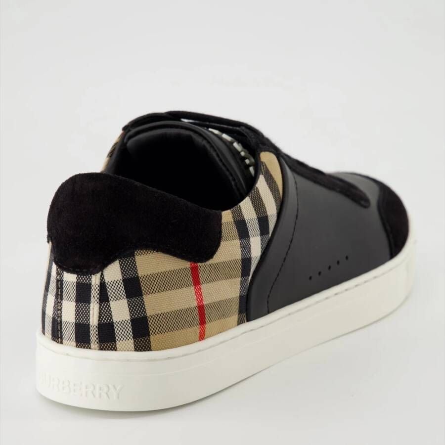 Burberry Leren en Fluweel Check Sneakers Black Heren