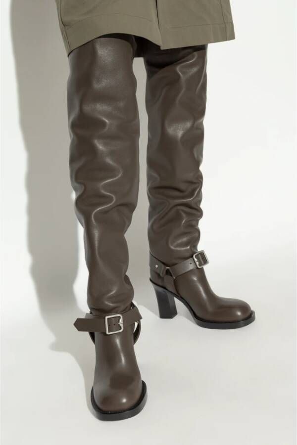 Burberry Leren Over-de-Knie Laarzen Brown Dames