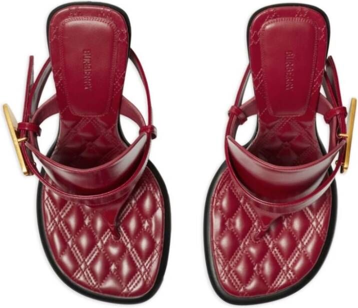 Burberry Rode Leren Gewatteerde Sandalen Red Dames