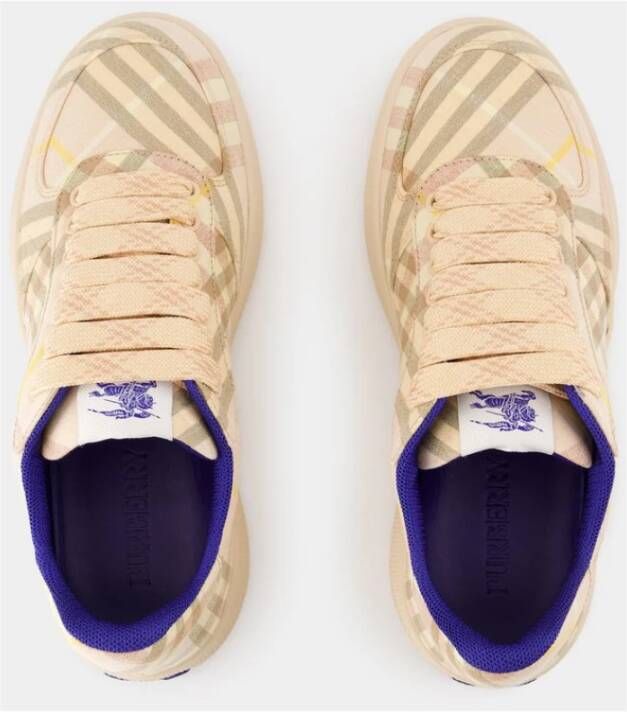 Burberry Roze Linnen Sneakers Terrace Check Pink Dames