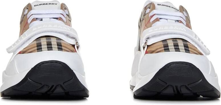 Burberry Witte Leren Sneakers met Klittenbandsluiting Wit Heren