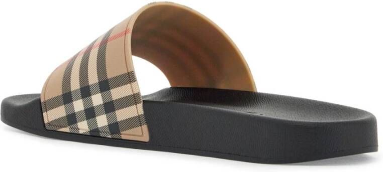 Burberry Tartan Print Rubber Slippers Beige Heren