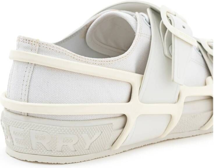 Burberry Witte Canvas Sneaker met Rubberen Zool White Heren