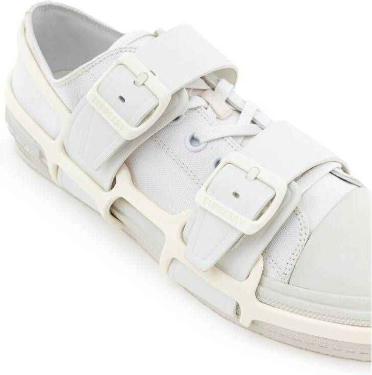 Burberry Witte Canvas Sneaker met Rubberen Zool White Heren