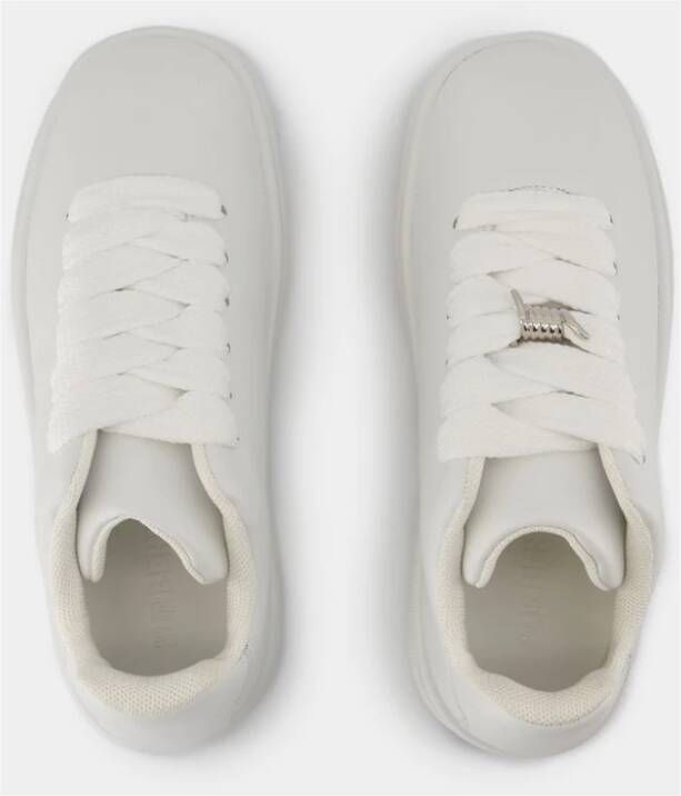 Burberry Witte leren boxsneakers Gestructureerd kalfsleer White Dames