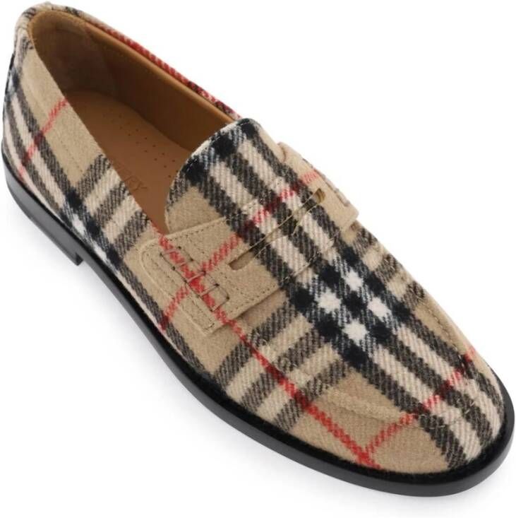 Burberry Wollen Mocassin met Check Multicolor Dames