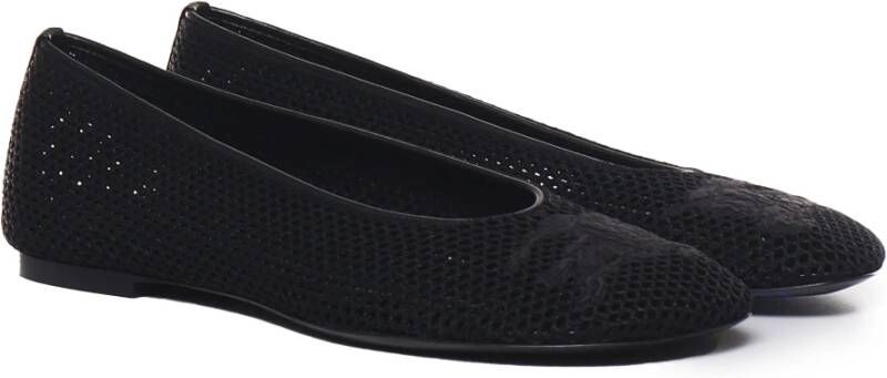 Burberry Zwarte Geperforeerde Ballet Flats Mesh Italië Black Dames