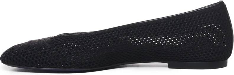 Burberry Zwarte Geperforeerde Ballet Flats Mesh Italië Black Dames