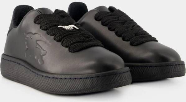 Burberry Zwarte Leren Box Sneakers Verhoogde Stijl Black Dames