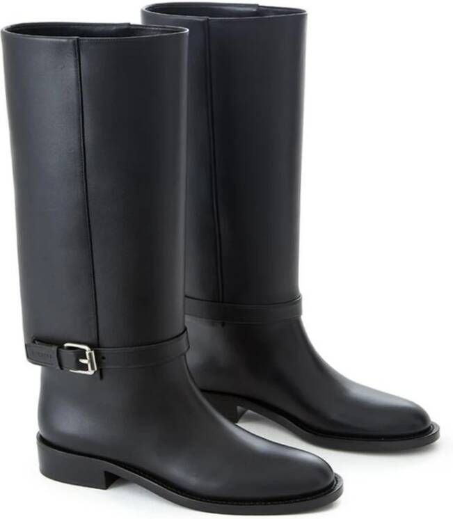 Burberry Zwarte Leren Enkellaars Black Dames