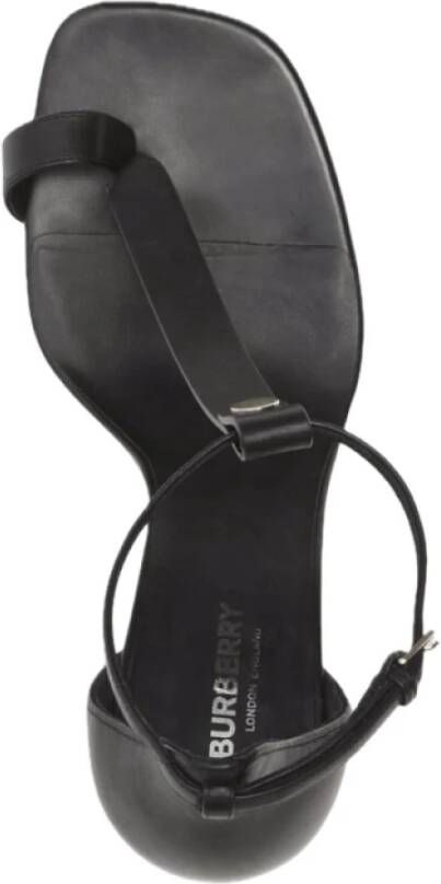 Burberry Zwarte Leren Hoge Hak Sandalen Black Dames