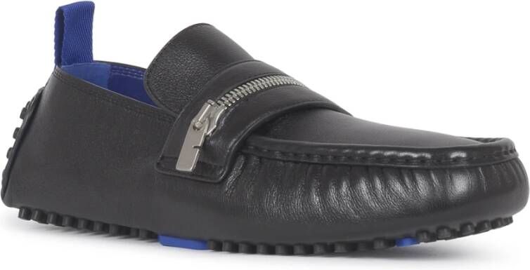 Burberry Zwarte Leren Loafers met B-Cut Rits Black Heren