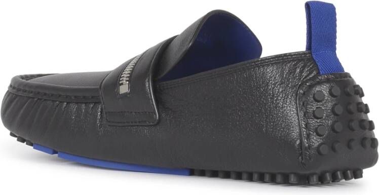 Burberry Zwarte Leren Loafers met B-Cut Rits Black Heren