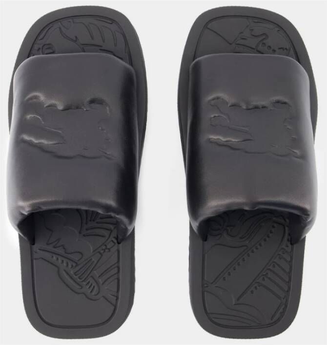 Burberry Zwarte Leren Slab Sandalen Black Dames