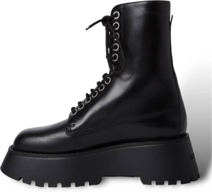 Burberry Zwarte Leren Veterschoenen Black Dames