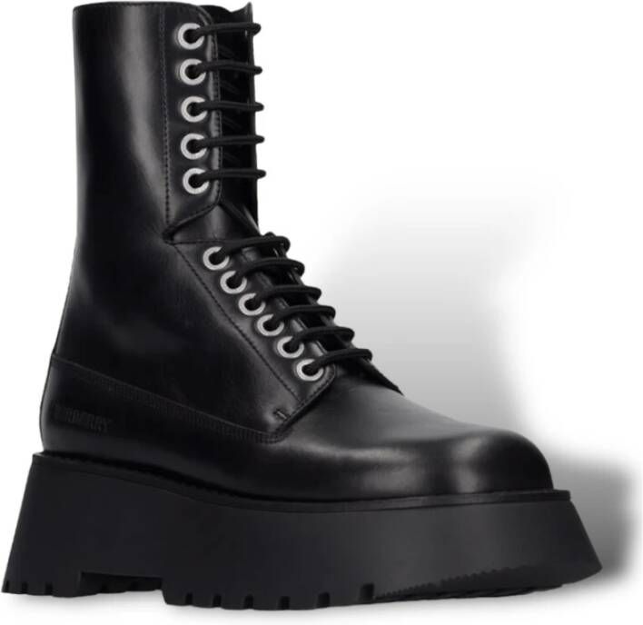 Burberry Zwarte Leren Veterschoenen Black Dames