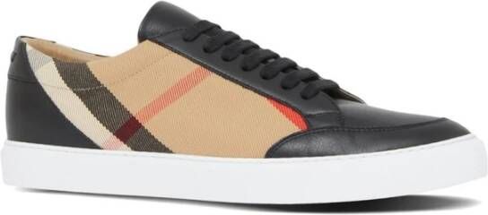 Burberry Zwarte Sneakers Met Ruitpatroon En Veters Black Dames