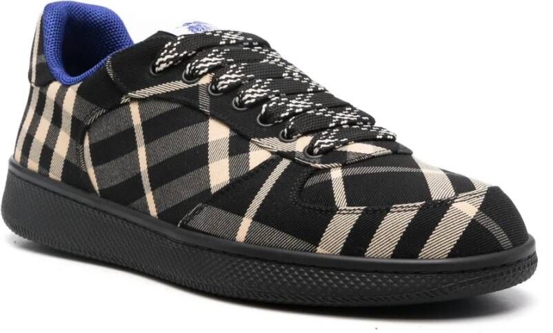 Burberry Zwarte Stoffen Sneakers met Logozool Black Heren