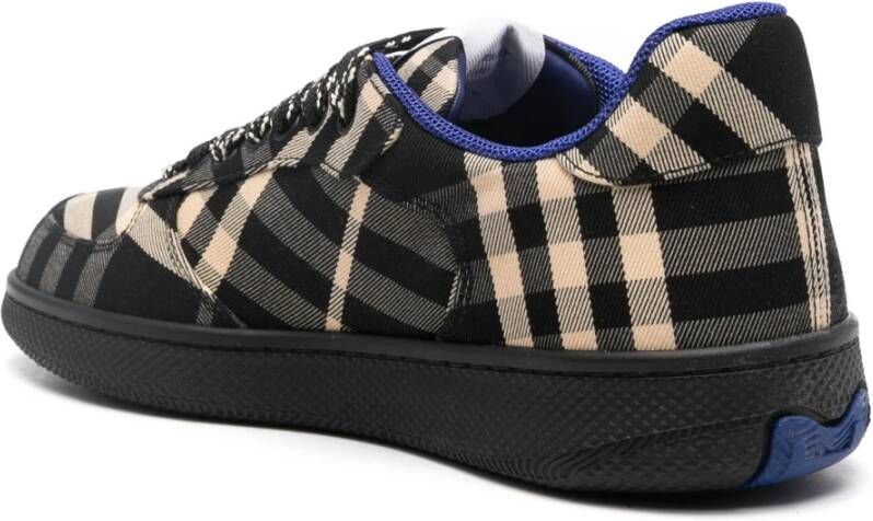 Burberry Zwarte Stoffen Sneakers met Logozool Black Heren