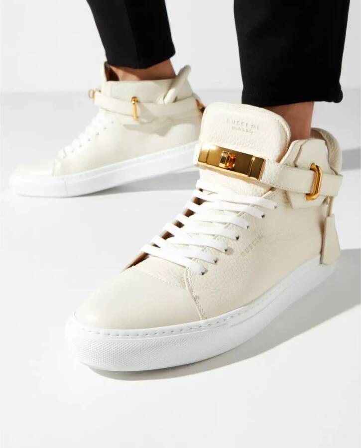 Buscemi Beige leren hoge sneakers met logo Beige Dames