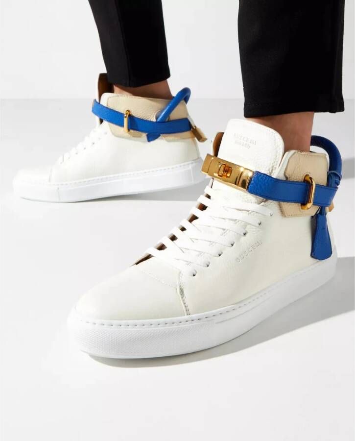 Buscemi Witte leren hoge sneakers White Dames