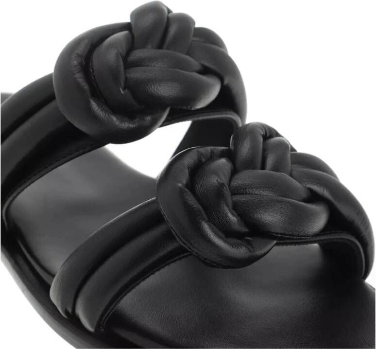 By Malene Birger Zwarte Leren Sandalen met Open Teen By Herenne Birger Black Dames