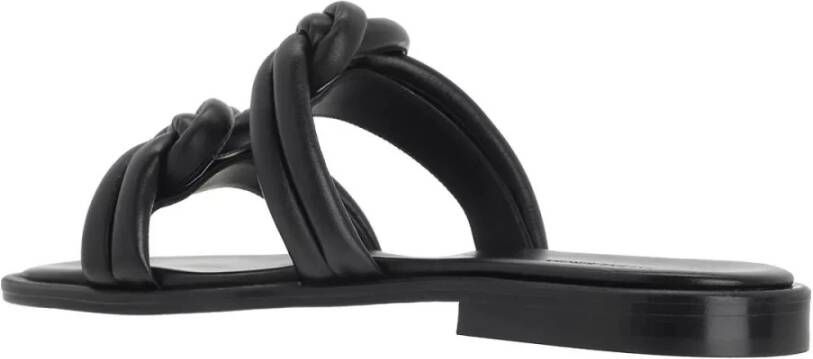 By Malene Birger Zwarte Leren Sandalen met Open Teen By Herenne Birger Black Dames