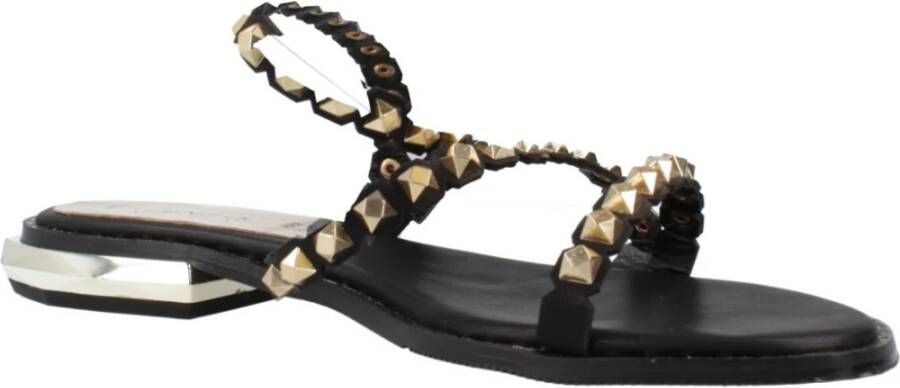 CafèNoir Asymmetrische Platte Sandalen Black Dames