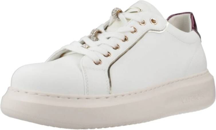 CafèNoir Leren Sneakers White Dames