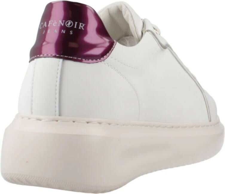 CafèNoir Leren Sneakers White Dames