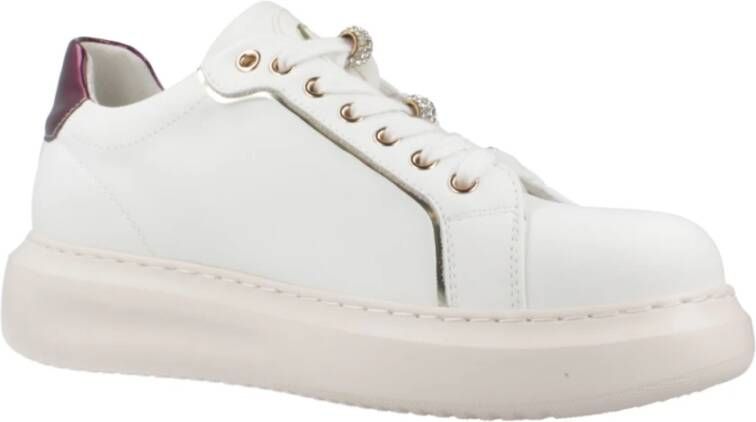 CafèNoir Leren Sneakers White Dames