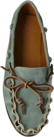 Calce Blauwe Suède Loafer met Turkooizen Studs Blue Dames