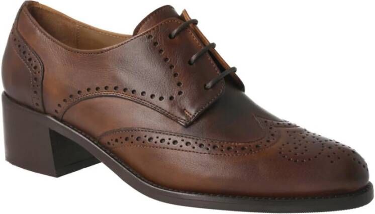 Calce Bruin Leren Dames Oxford Schoenen Brown Dames