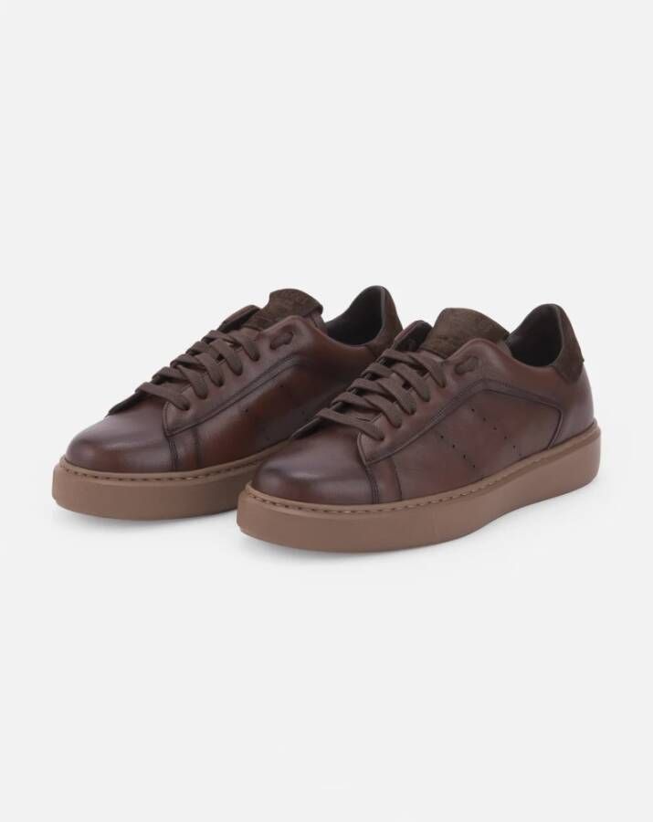 Calce Bruine Sneakers Rubberen Zool Brown Heren