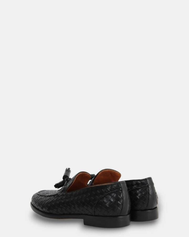 Calce Zwarte Loafers met Geweven Bovenwerk Black Heren