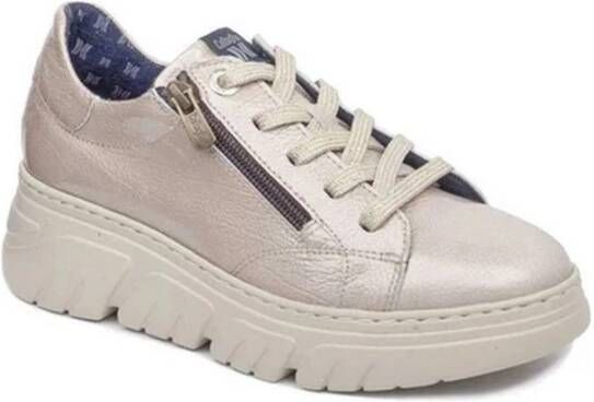 Callaghan Dames sneakers in lak met veters en rits Beige Dames