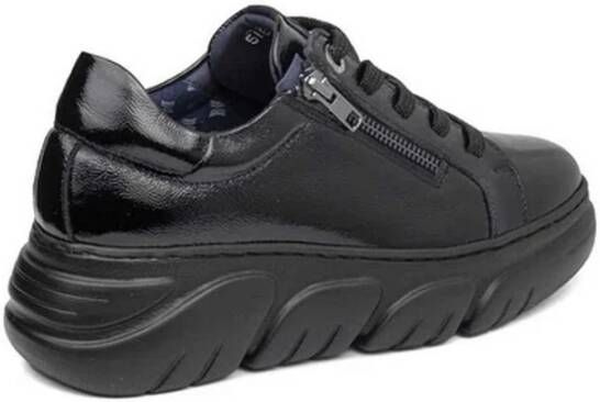 Callaghan Glanzende sneakers met veters en rits Black Dames