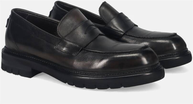 Calpierre Zwarte Leren Mocassin Schoenen Black Heren