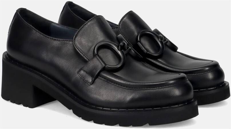 Calpierre Zwarte leren mocassins Black Dames