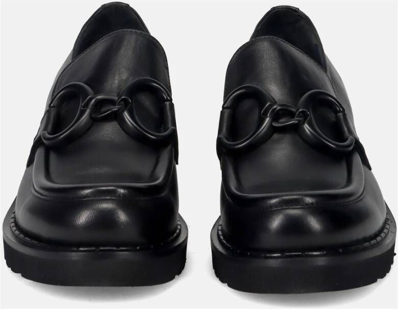 Calpierre Zwarte leren mocassins Black Dames