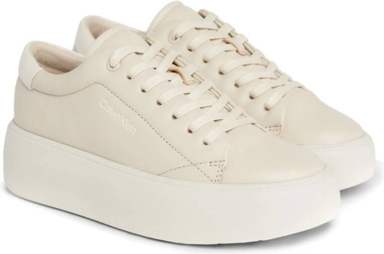 Calvin Klein Beige Lace-Up Flatform Sneakers Beige Dames