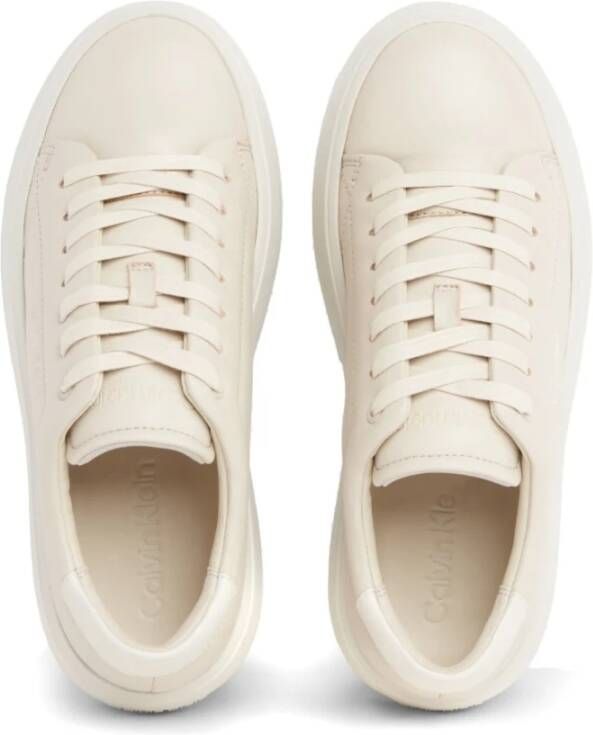 Calvin Klein Beige Lace-Up Flatform Sneakers Beige Dames