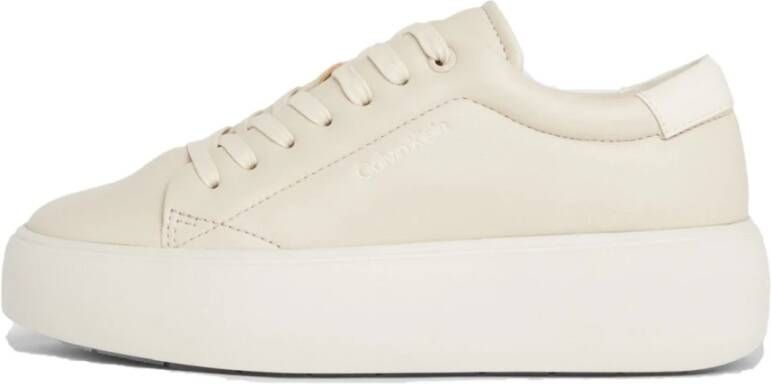 Calvin Klein Beige Lace-Up Flatform Sneakers Beige Dames