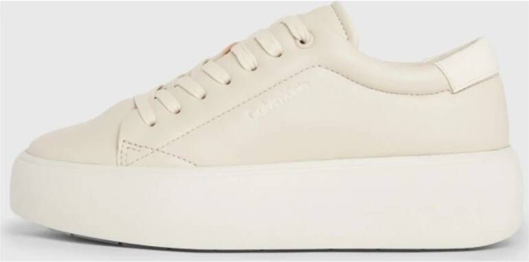 Calvin Klein Beige Lace-Up Flatform Sneakers Beige Dames