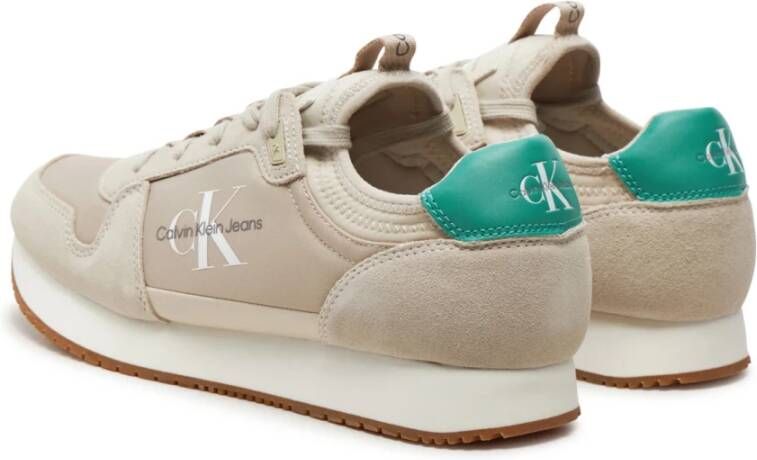 Calvin Klein Beige Sneakers Vetersluiting Suède Beige Heren